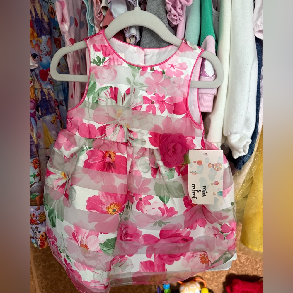 Floral Pink and White Dress